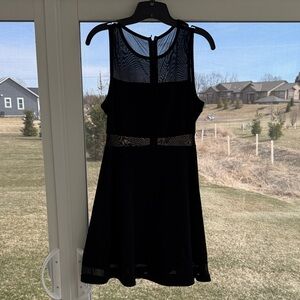 Express Black Mesh-Panel Sleeveless Mini Dress